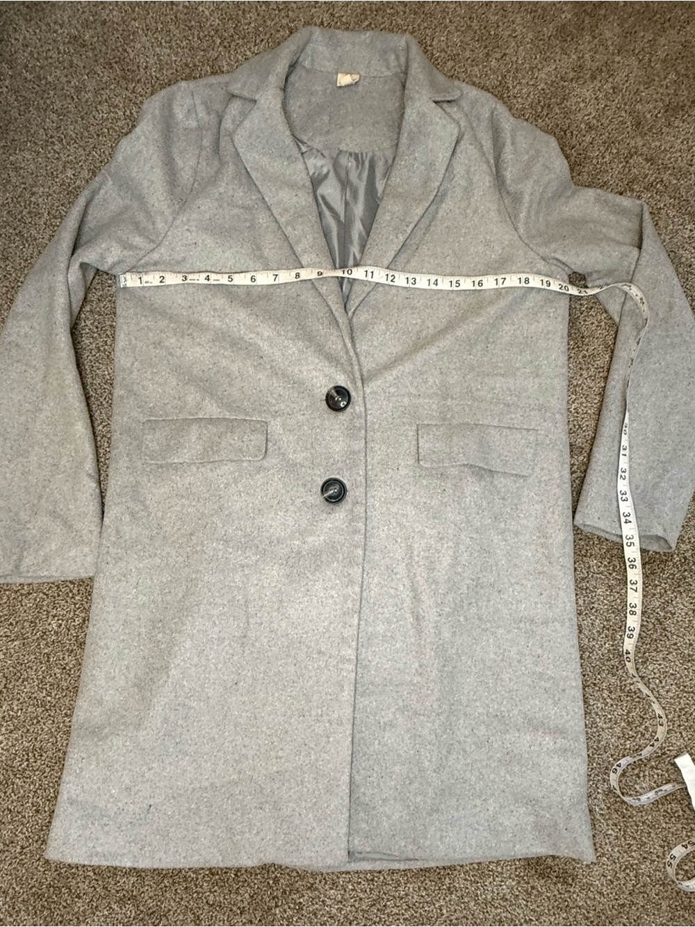 Light Gray Single-Breasted Long Trench Coat - Picture 5 of 8